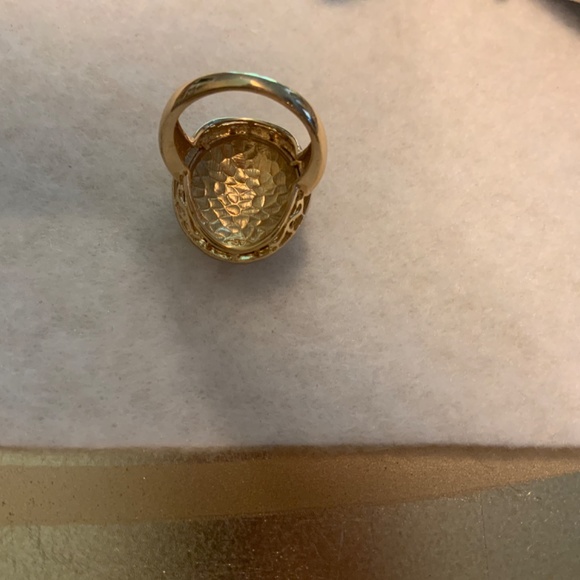 14KT Oval Hammered Gold, Diamond Halo Ring Size 7 Total 5 Grams - Picture 11 of 16